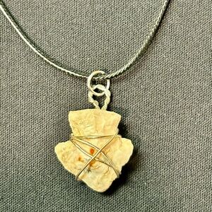 Arrowhead Stone Wire Wrapped Pendant Necklace